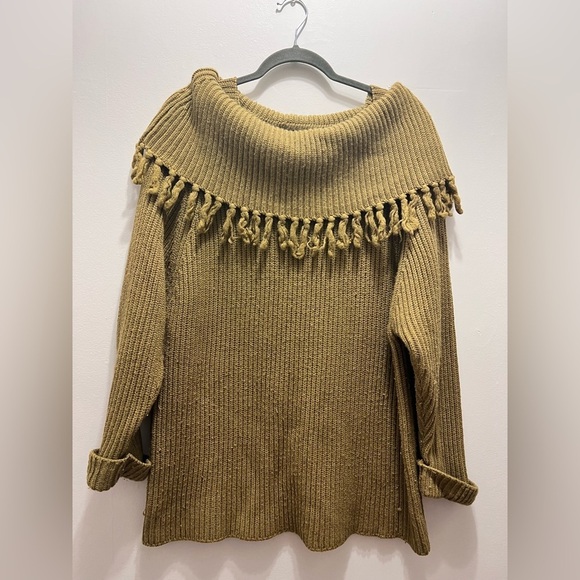 VTG Forenza Wool Blend fringe off the shoulder sweater size large - Picture 1 of 6